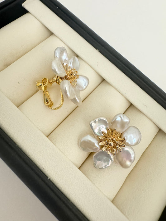 Petal pearl earrings