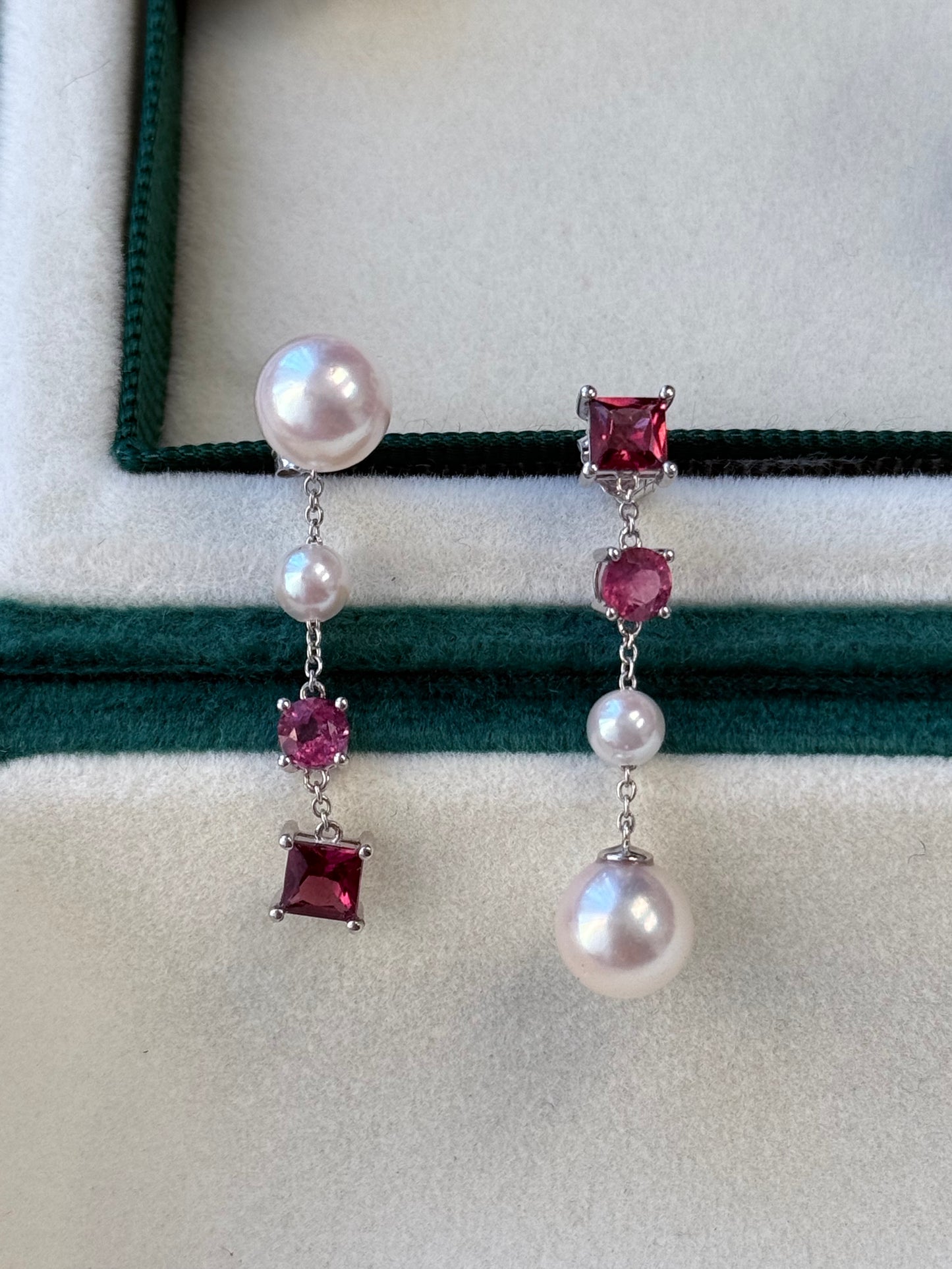 Tourmaline Akoya Sea Pearl Earrings