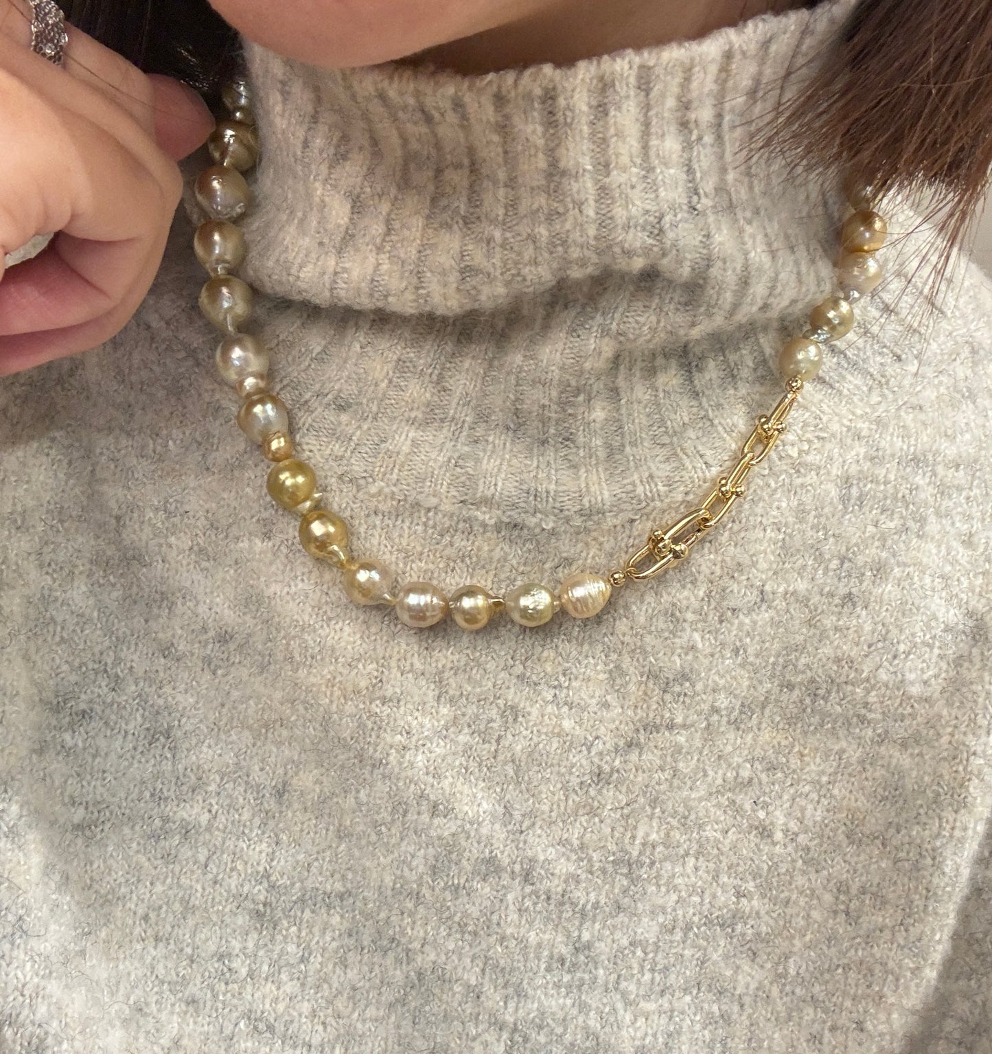 13-16mm golden sea Pearl necklace