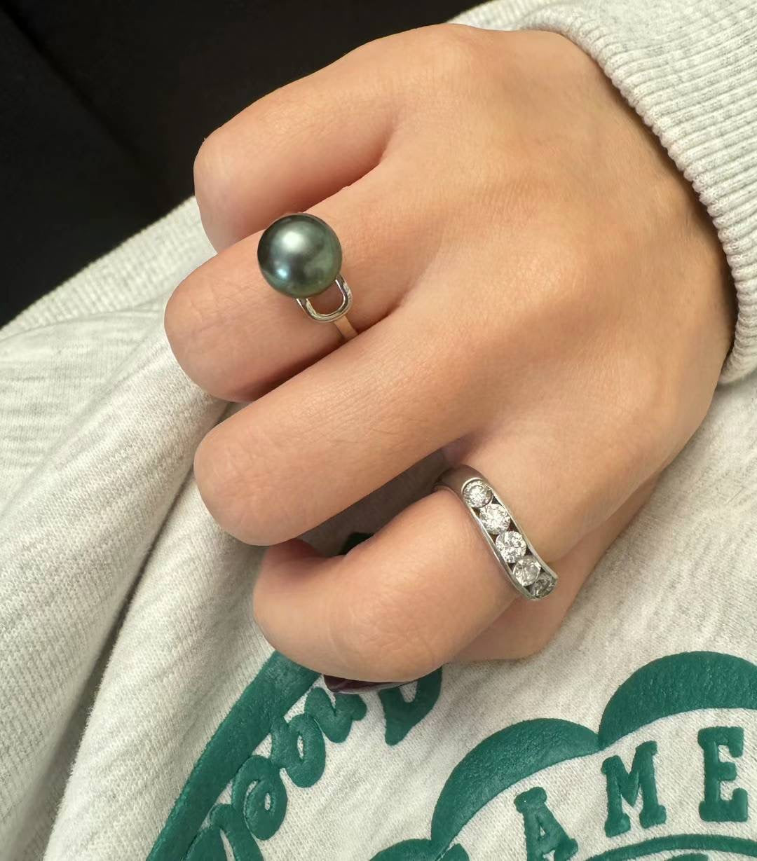 18K Tahitian pearl ring