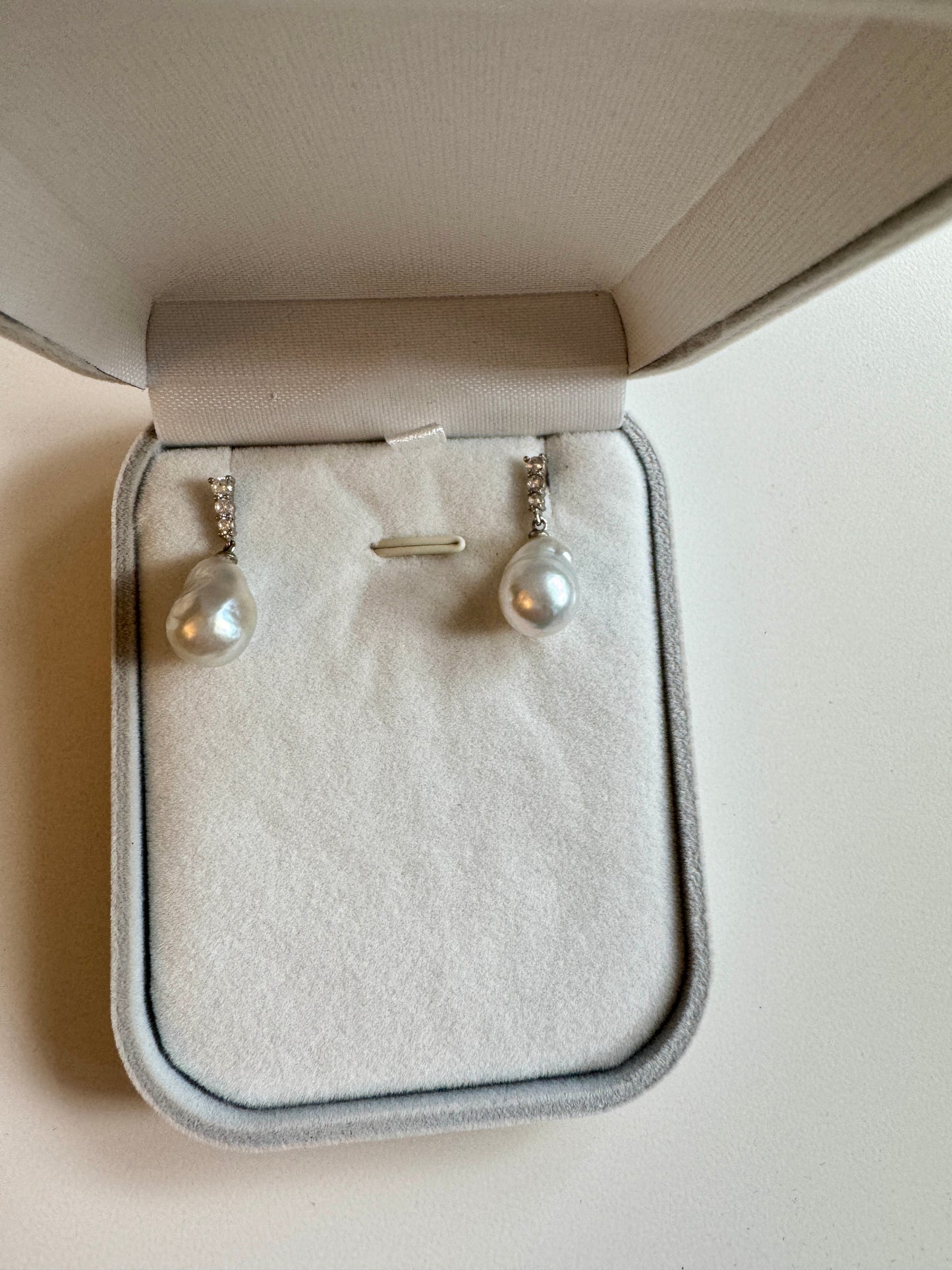 South White Baroque Sea Pearl Earrings