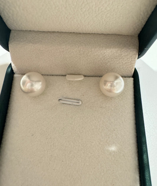 South White Round Sea Pearl Earrings