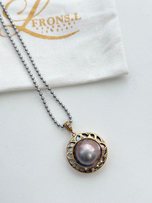 Starry Blue sea Pearl Mabe pendant