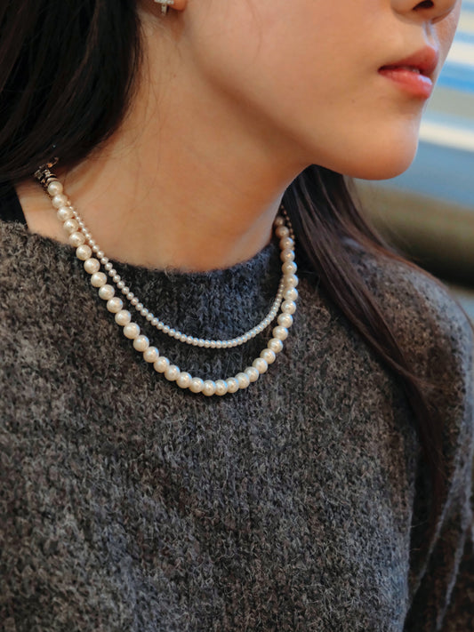 Gradient Double layer Pearl Necklace