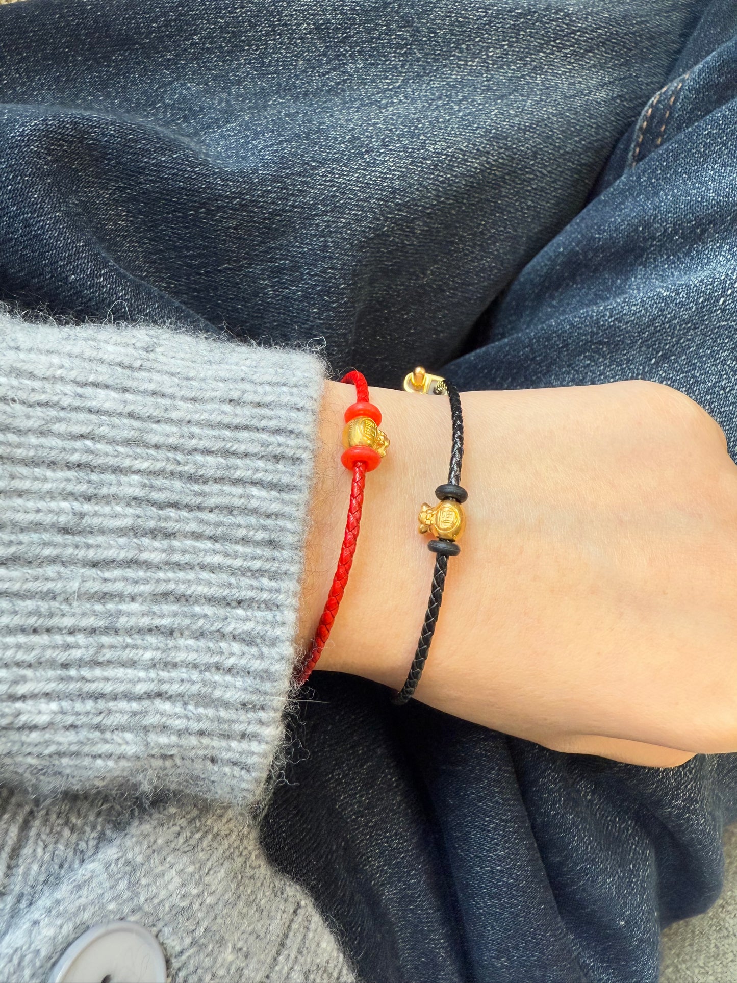 999 Solid gold Red Line Bracelet