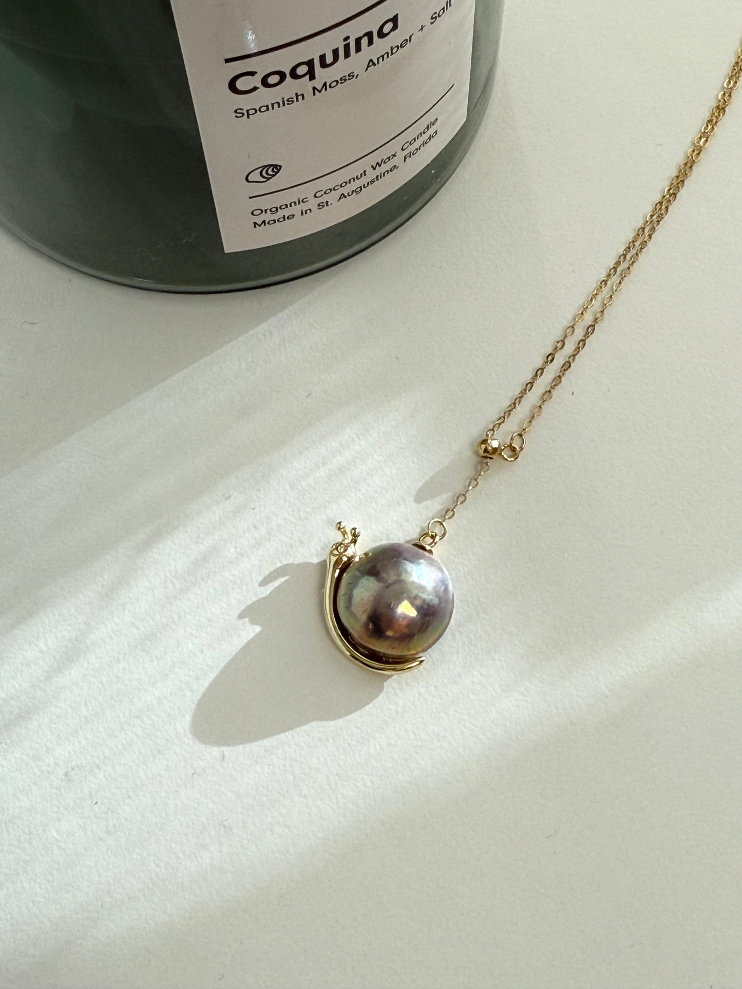 Snails sea Pearl Mabe pendant