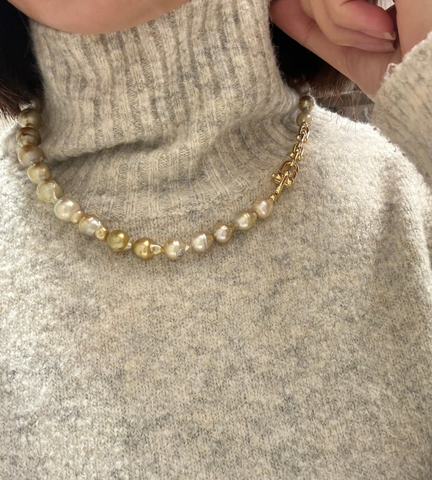 13-16mm golden sea Pearl necklace