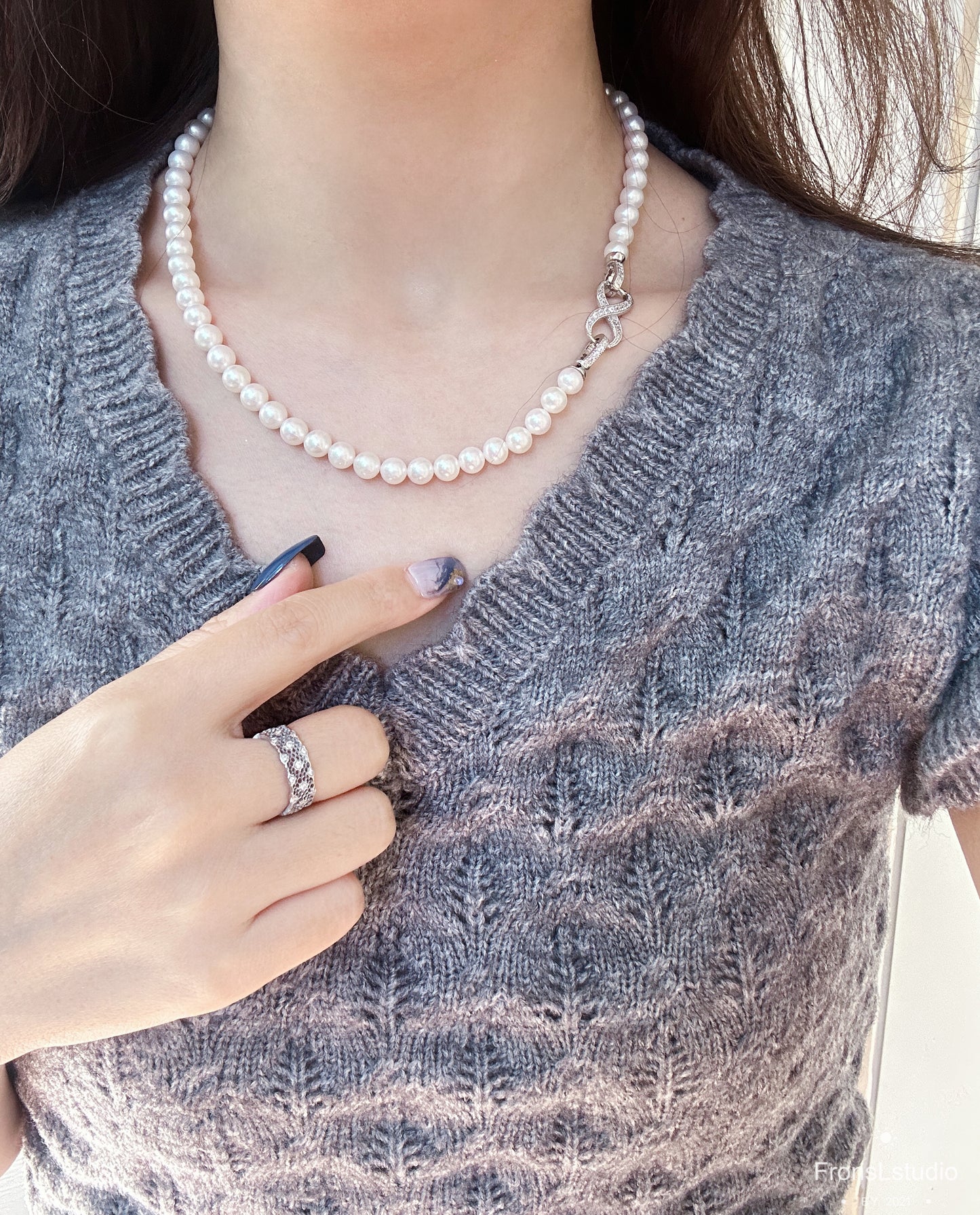 Gradient Double layer Pearl Necklace