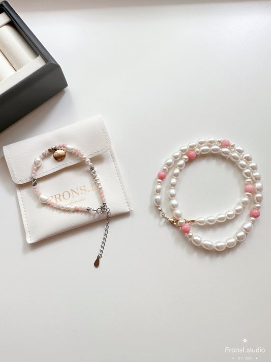 Pink crystal pearl set