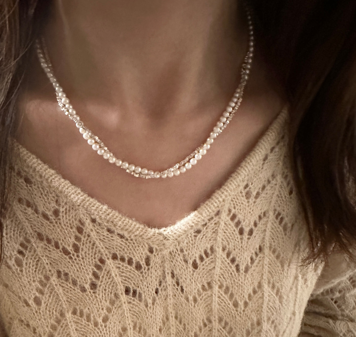 Silver Pearl  Necklace