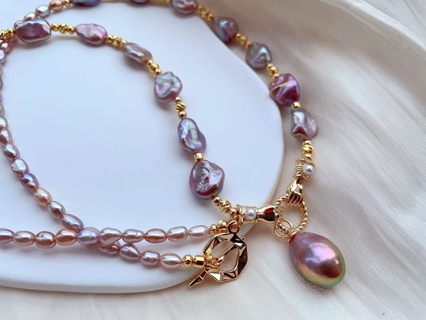 Purple Keshi Pearl Necklace