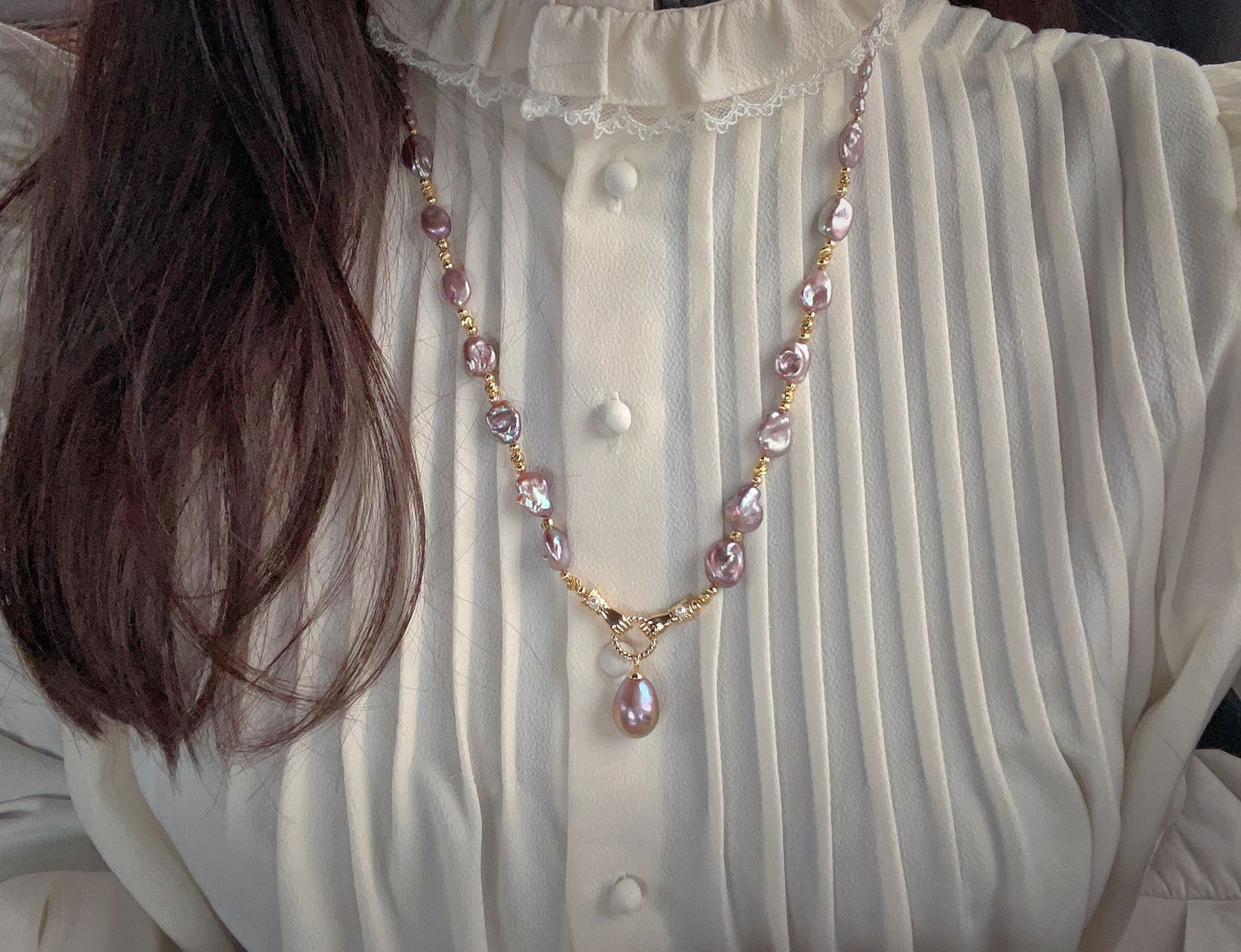 Purple Keshi Pearl Necklace