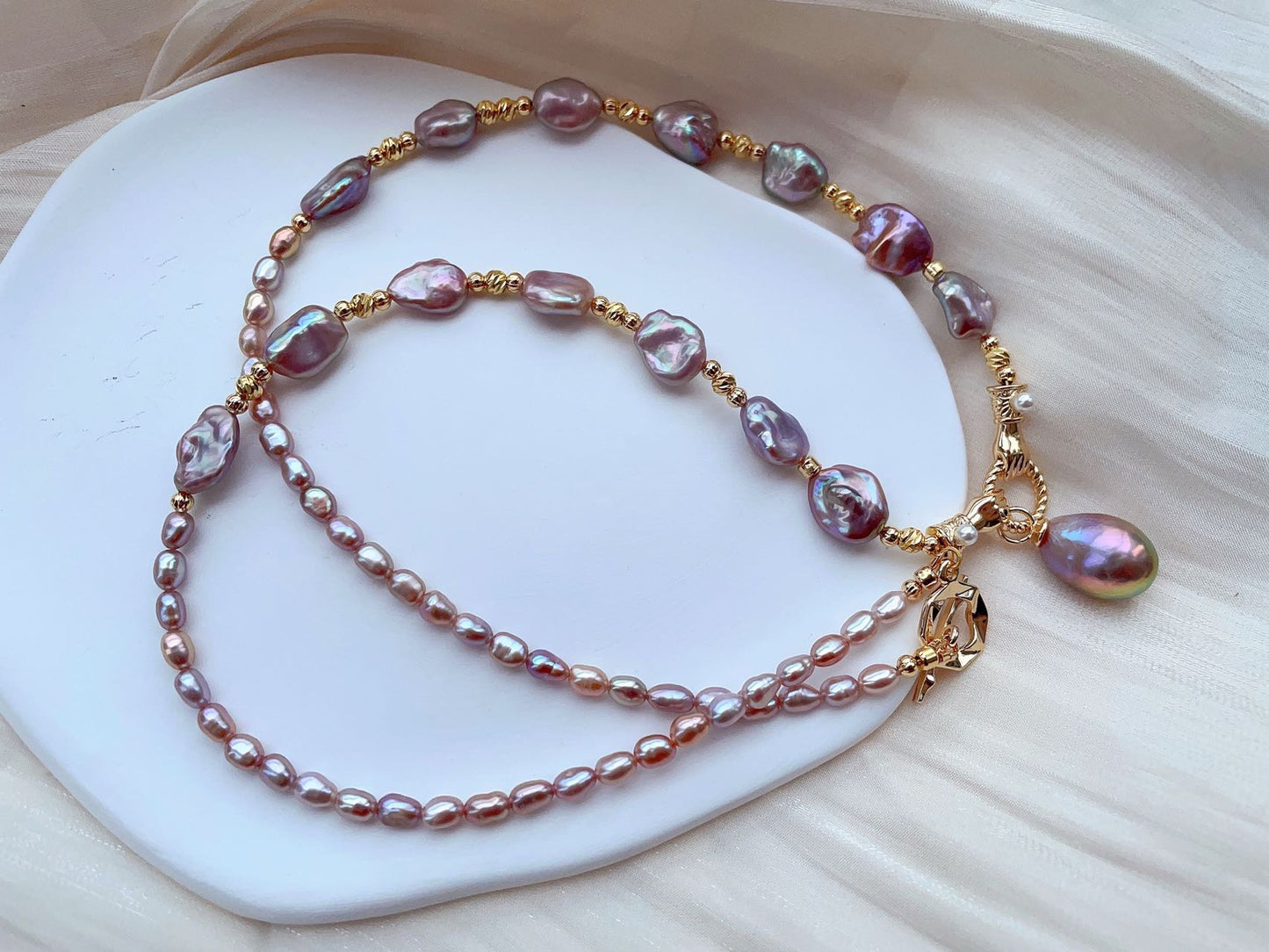 Purple Keshi Pearl Necklace