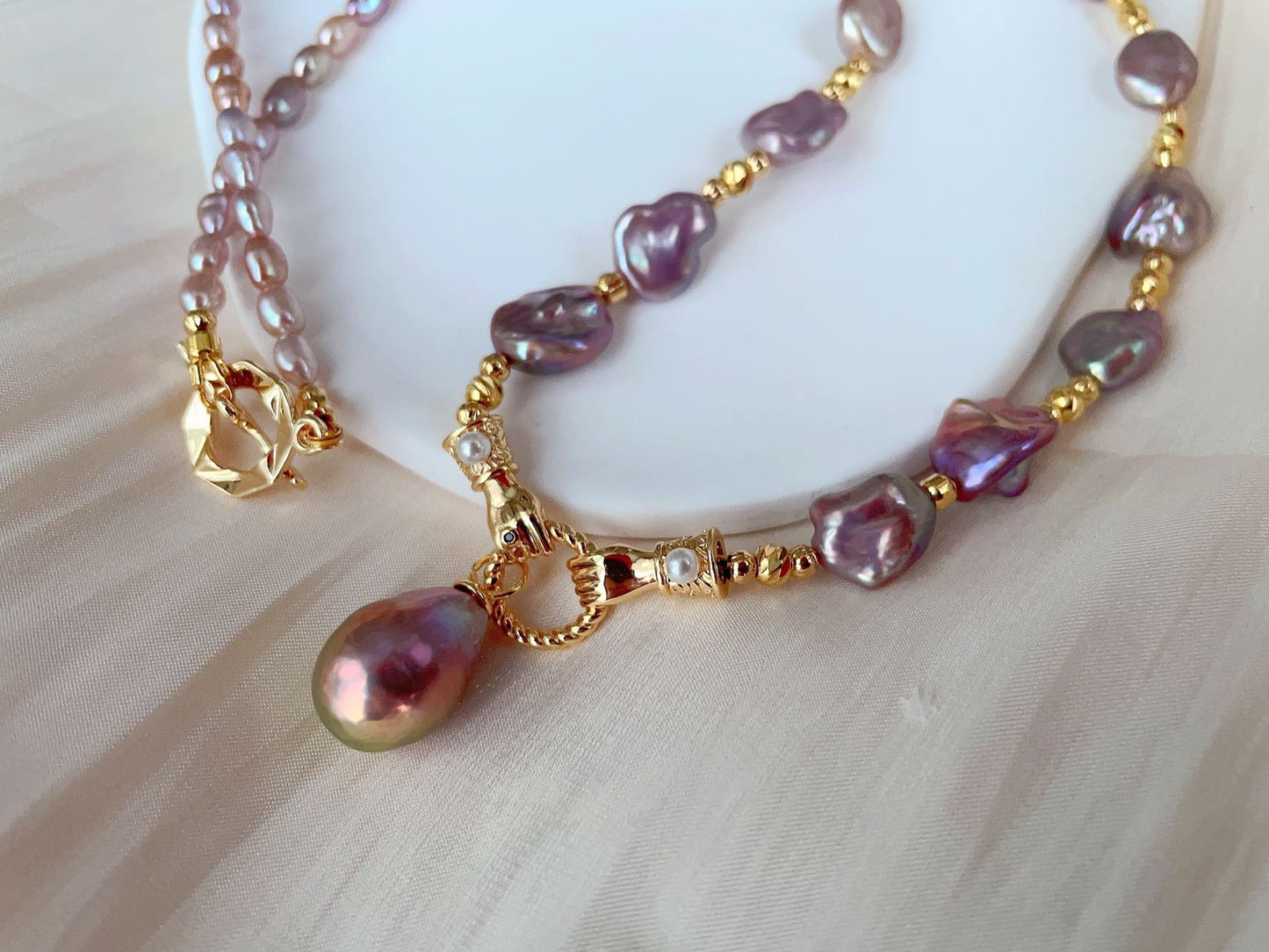 Purple Keshi Pearl Necklace