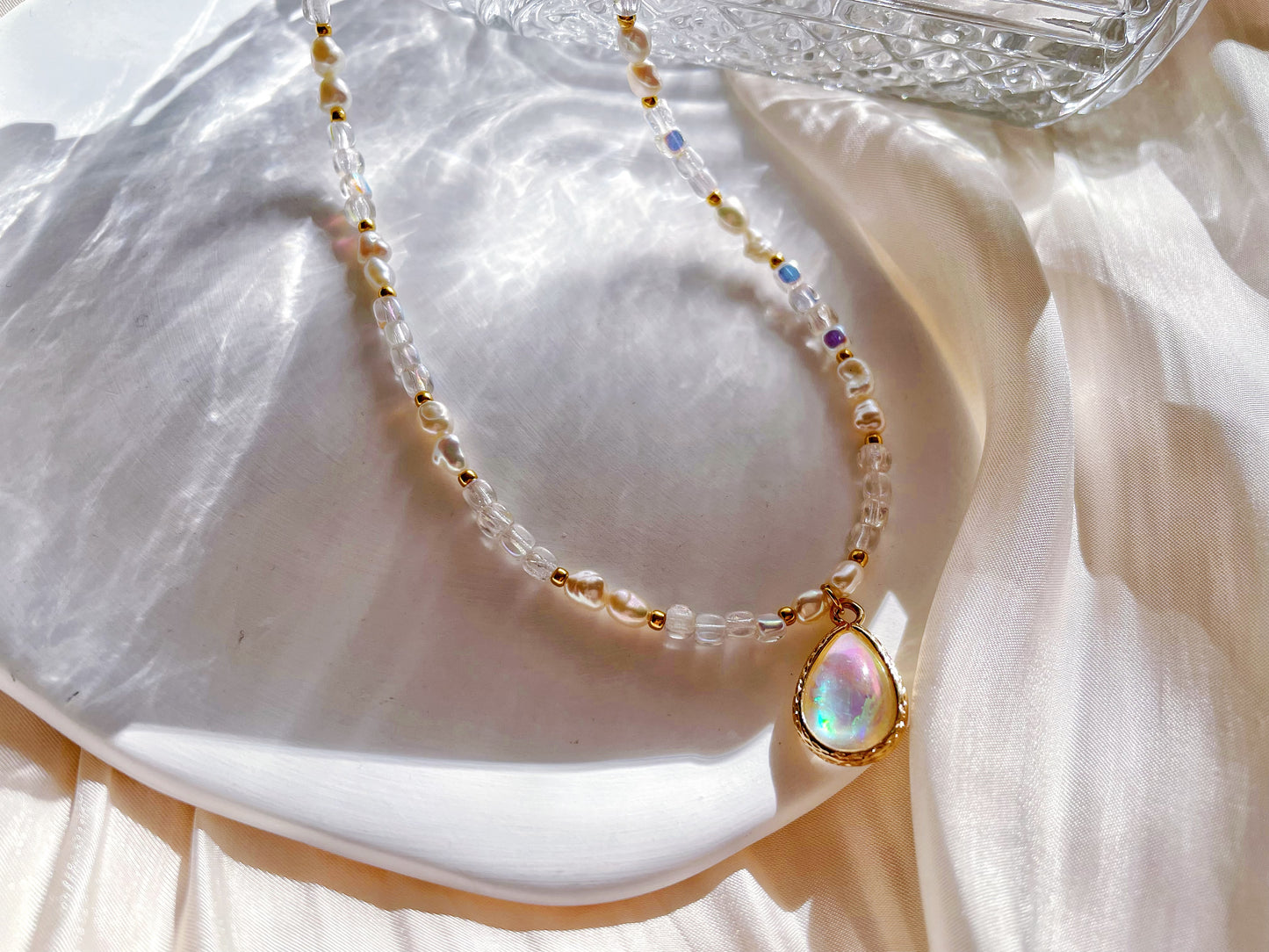 Natural Abalone Pendant Pearl Necklace