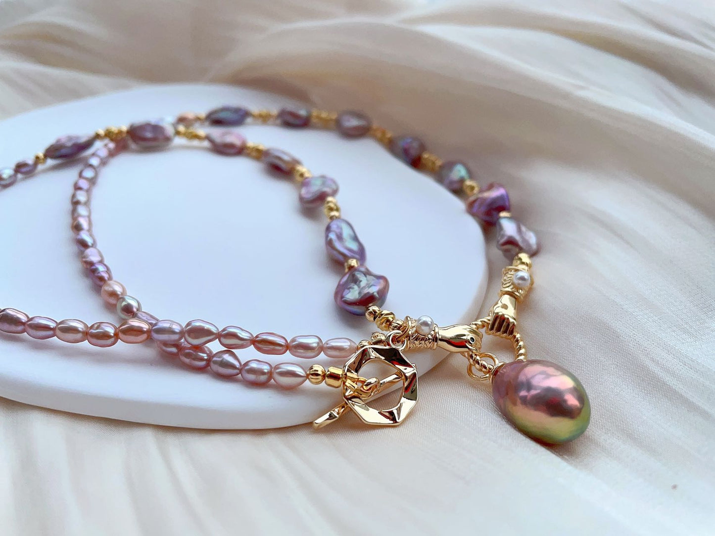 Purple Keshi Pearl Necklace