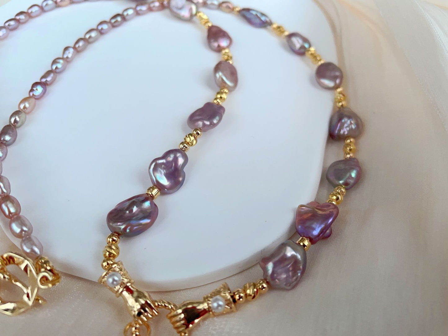 Purple Keshi Pearl Necklace